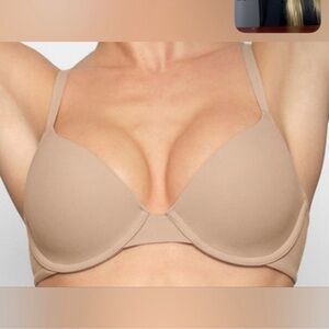 💕SKIMS 34DD NEW Fits Everybody Lightly lined T-shirt Demi Bra Nude CLAY